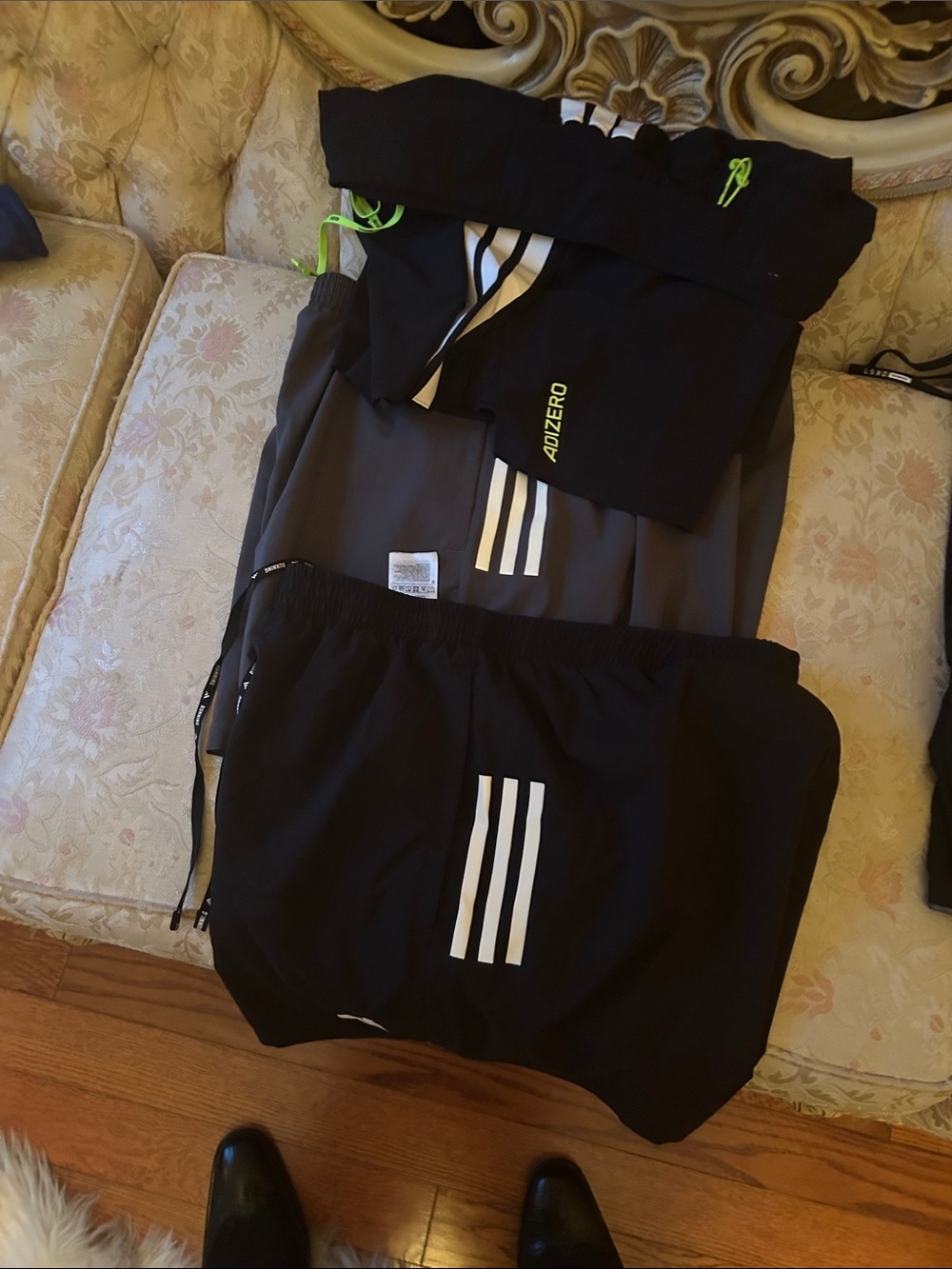 adidas Black Athletic Shorts with White Stripes